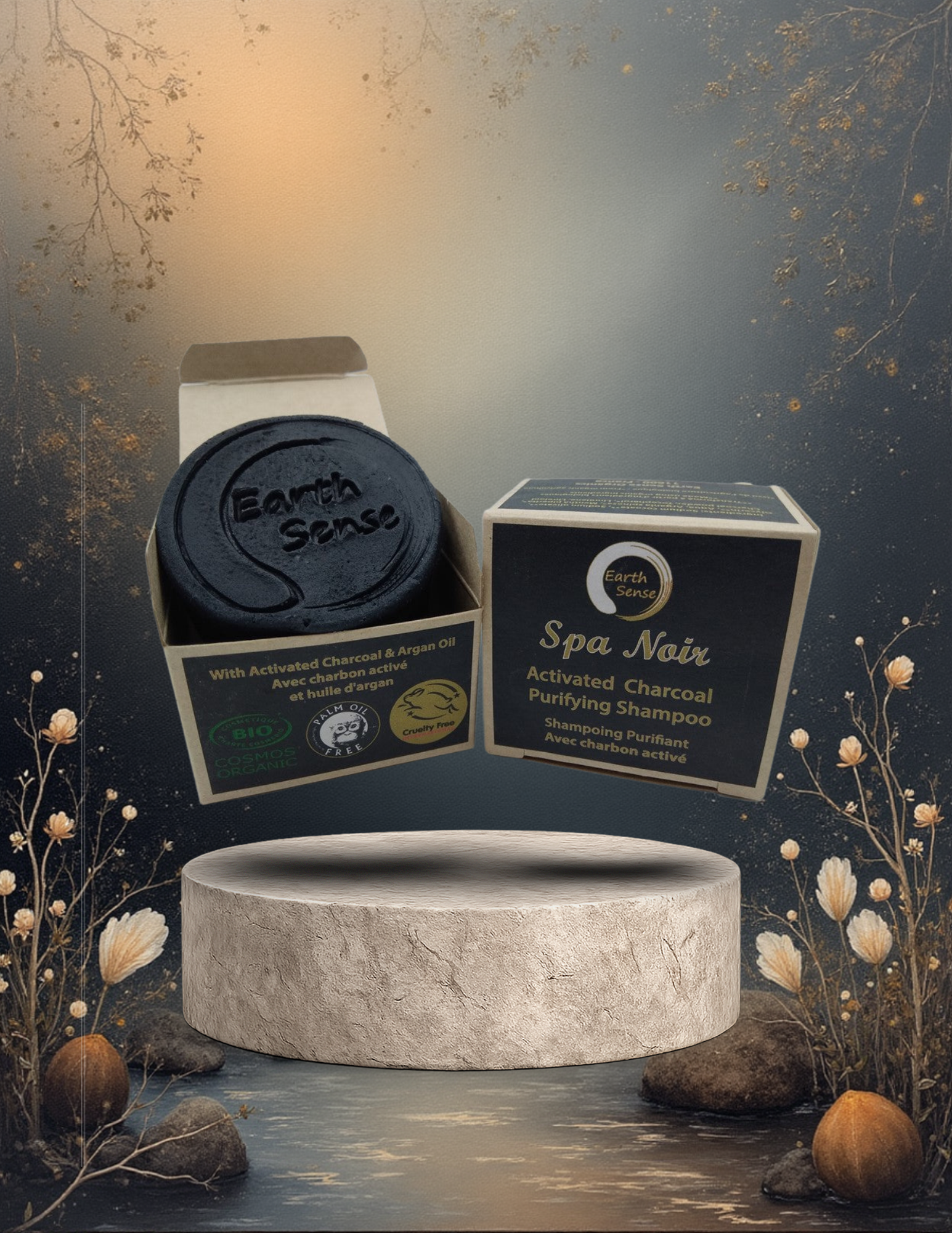 Shampoing solide BIO au charbon actif –Purifiant & revitalisant – 60 g