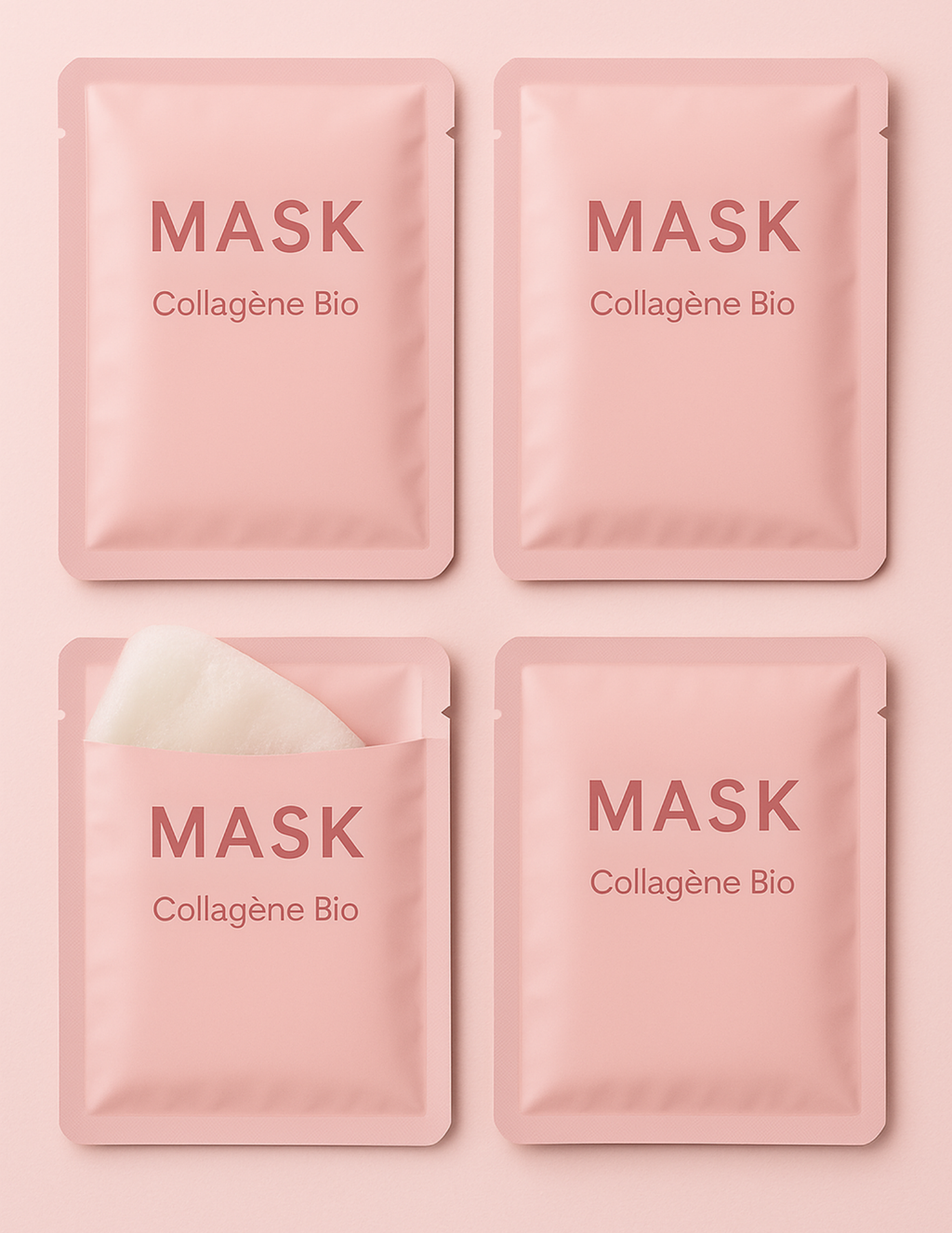 4 Masques au Collagène BIO & Acide Hyaluronique